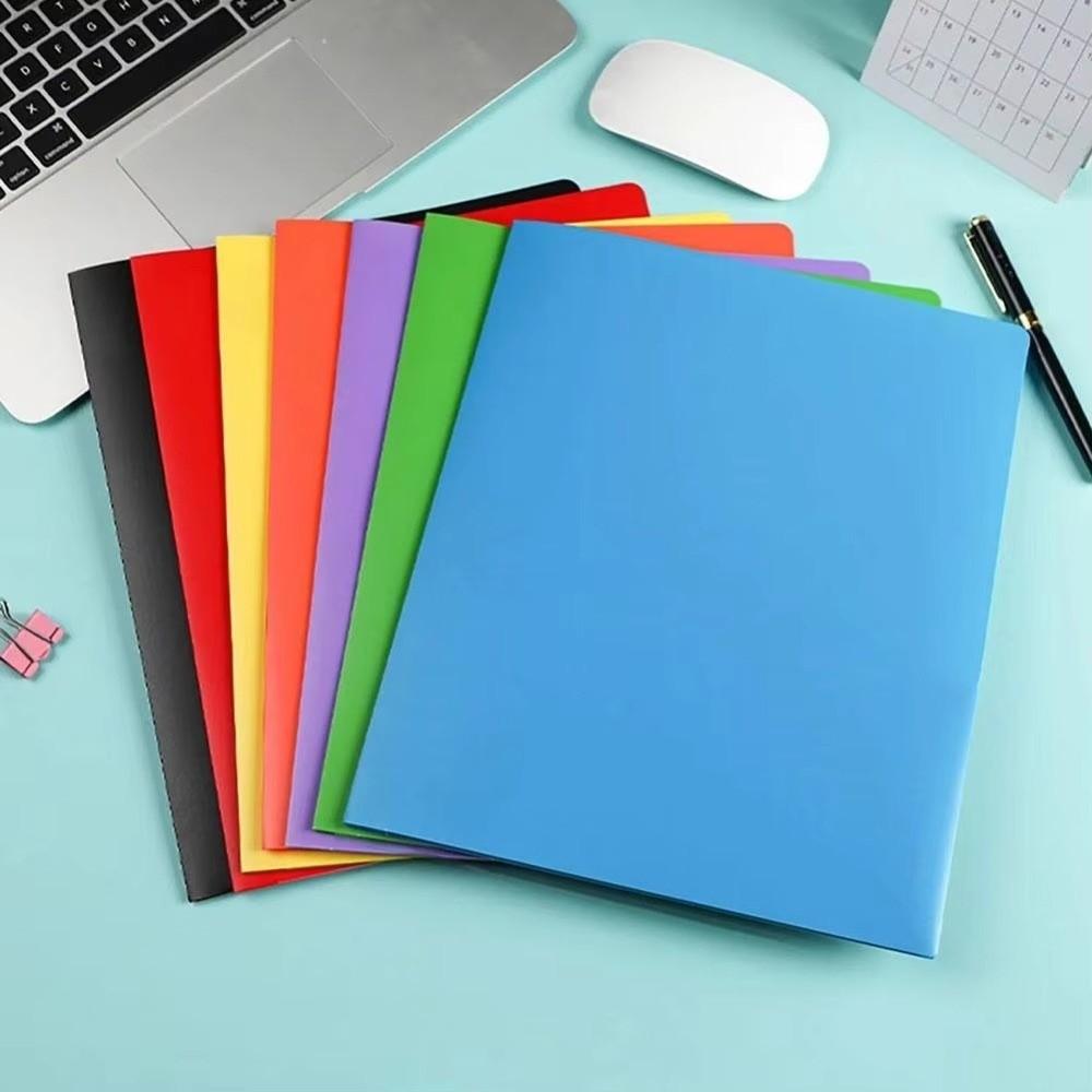 Plastic Two Pocket Folders Waterproof with Pockets File Folders Store Documents Reusable Business Card Holder