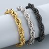Classic Men's 10mm Twisted Rope Chain Man Bracelet Necklace Set Luxury Black Gold Color 61CM Long Stainless Steel Choker for Men