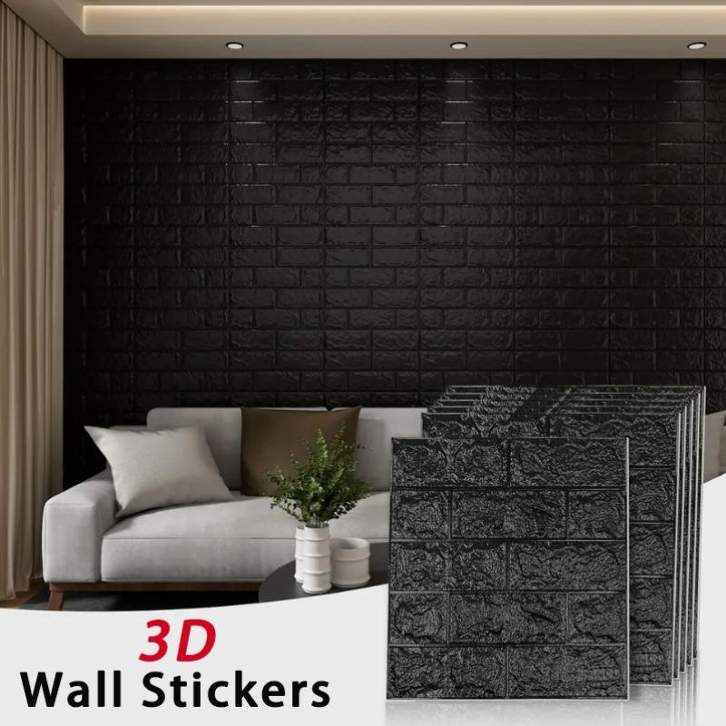 Moisture proof 38.5X35cm retro 3D solid color self-adhesive wallpaper bedroom wall sticker