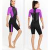 Combinaison de plongée pour femme à manches courtes une pièce 2 mm Maillot de bain UPF50 Plus Élastique dans les 4 directions Néoprène thermique pour la plongée, le surf, la natation, les sports nautiques Violet L