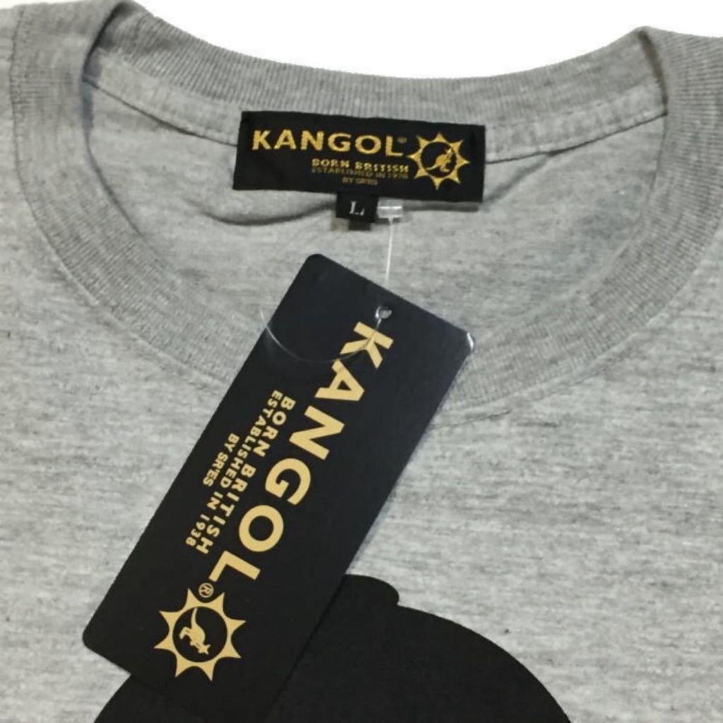 Used New Genuine L KANGOL KANGOL HYPE Old School Hat Design Collaboration T-Shirt Heathered Gray