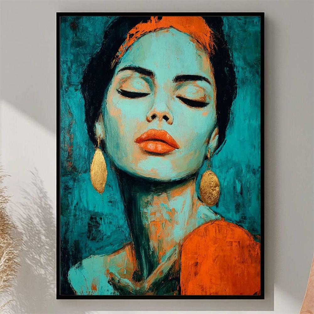 Abstract Woman Face Wall Art Poster Colorful Abstract Woman Portrait Prints Woman Art Print Modern Home Art Colorful Decor 21X30CMNo Framed
