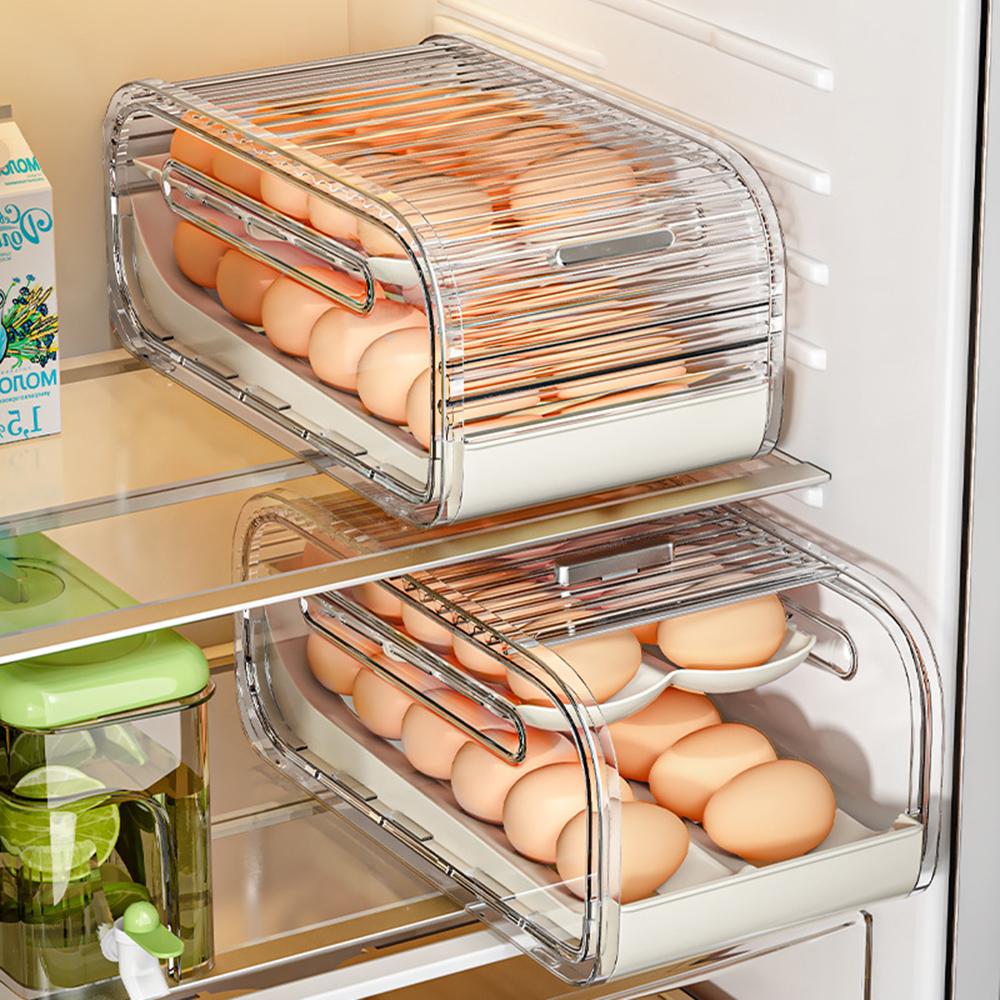 New Rolling Egg Storage Box Double-layer Storage Rack Automatic Egg Rolling Device Refrigerator Egg Storage Box Kitchen Crisper