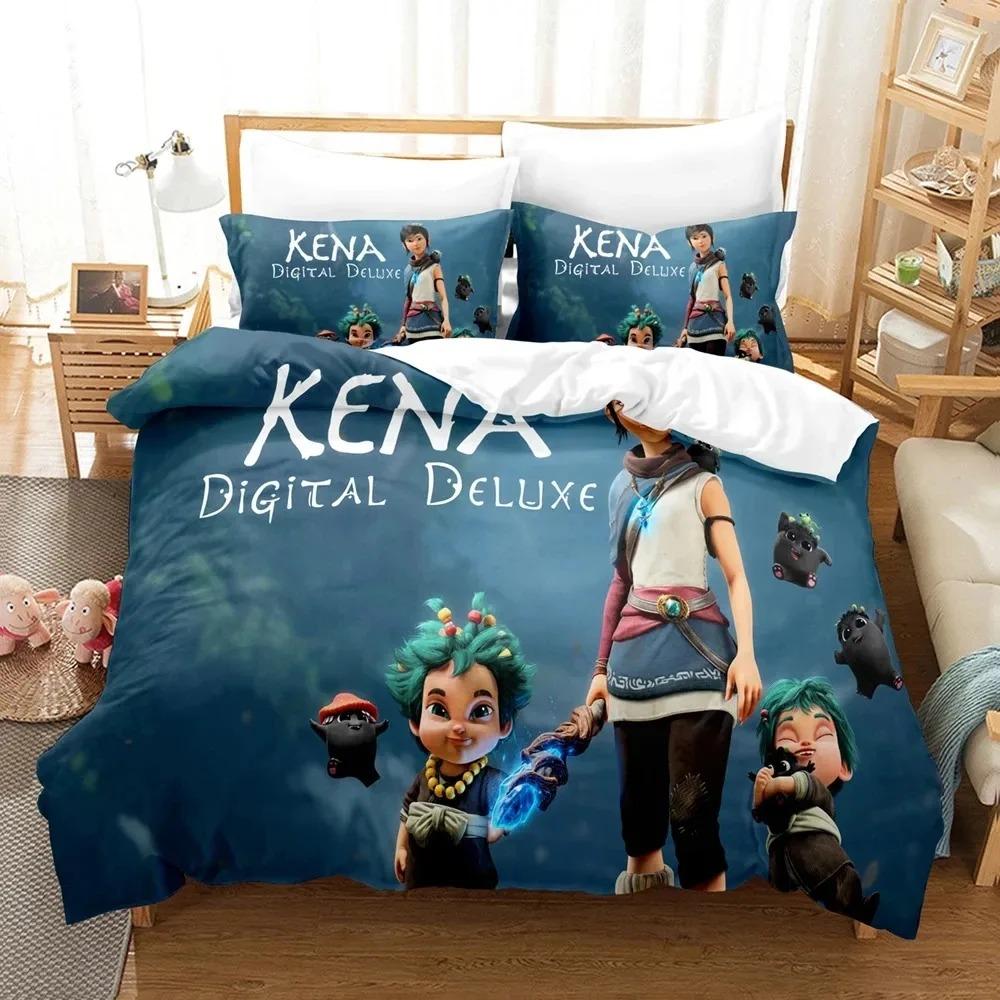 Anime Game Bridge Spirits Kena Bedding Set Duvet Cover Bed Set Quilt Cover Pillowcase Comforter King Queen Size Boys Adult