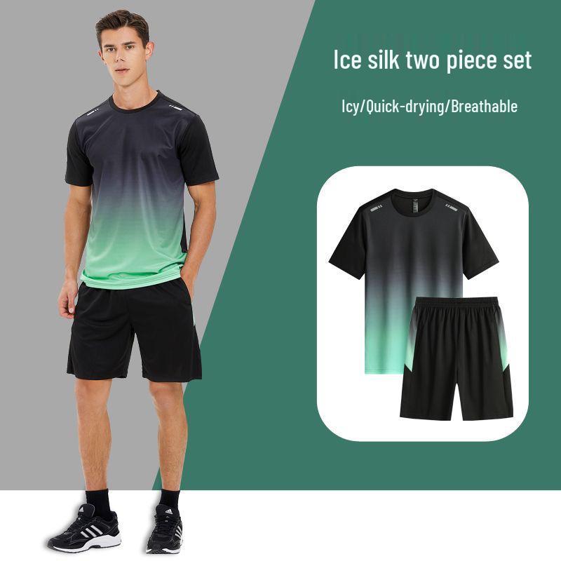 Herren Schnelltrocknendes Atmungsaktives Sportbekleidungsset - Kurzarm-T-Shirt & Lässige Trainingsshorts zum Laufen