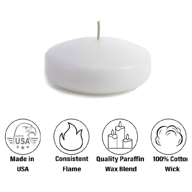 2Pcs Floating Candle for Centerpieces White Unscented Wax Discs Tealights Decor