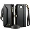 Per iPhone 17e 16e Custodia Portafoglio a Tracolla Blocco RFID Pelle PU Copertura Magnetica a Flip Porta 7 Carte Tasca con Zip Tracolla