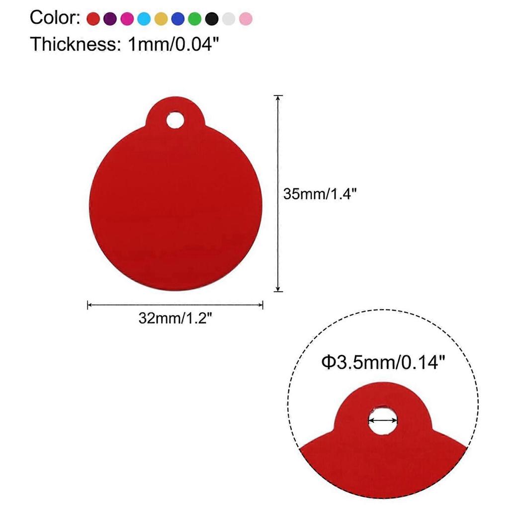 90PCS Round Laser Engraving Blanks Tags, Stamping Blank Tags, Dog ID Tag, 10 Color DIY Metal Tags for Pet, Craft Tags