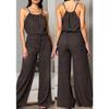 Texture Suspender Dress with Waist-reducing Drawstring Design - Loose-fitting Wide-leg Casual Pants