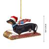 Acrylic Christmas Dachshund Pendant Craft Hanging Ornaments Christmas Dachshund Ornaments  Car