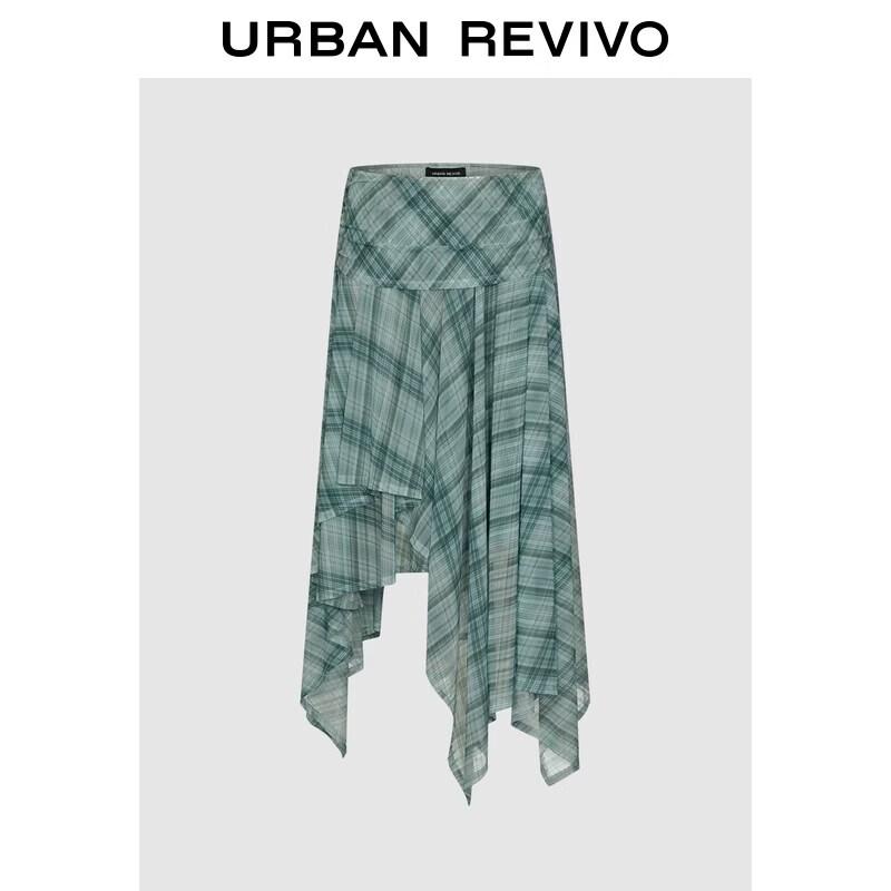 UR2026 Women s Plaid Ruffle Half Skirt XS