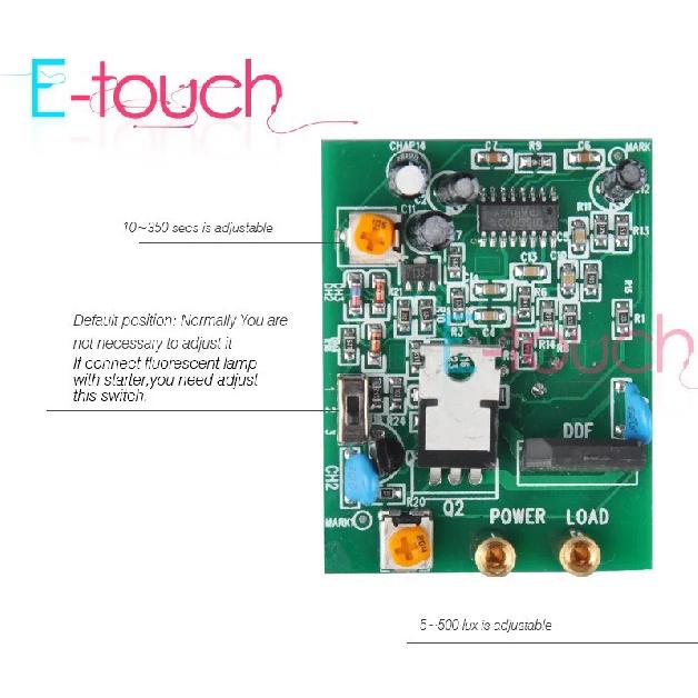 Etouch Original 110V 220V AC Time Delay Adjustable Ambient Light Adjustable Wall Mount PIR Motion Sensor Light Switch 017