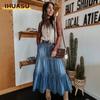 Women's Fashion Casual Solid Color Print Denim Skirt