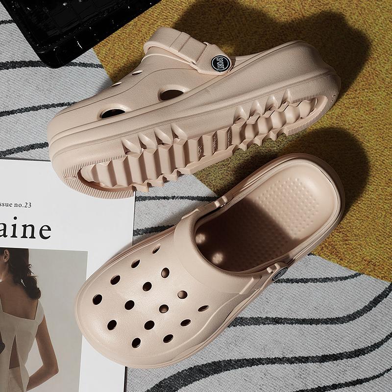 Hollow Out Closed Toe Summer Sandals Women  Thick Bottom Platform Sandals Woman Solid Color Non-slip Soft Sole Beach Shoes
