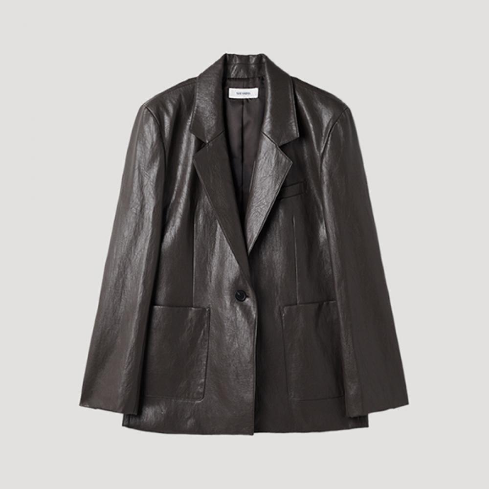 

Вона Смісс Шкіряна куртка на одну кнопку Swwjkp12050 Dg dark gray/77