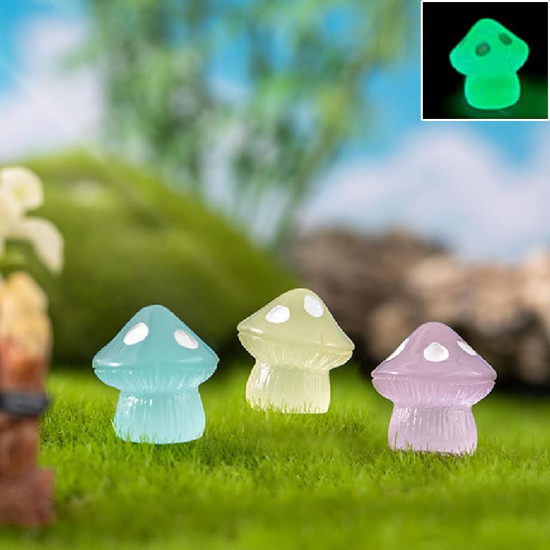 Cute Colorful Glowing Mushroom Resin Decor Luminous Miniature Desk Ornament