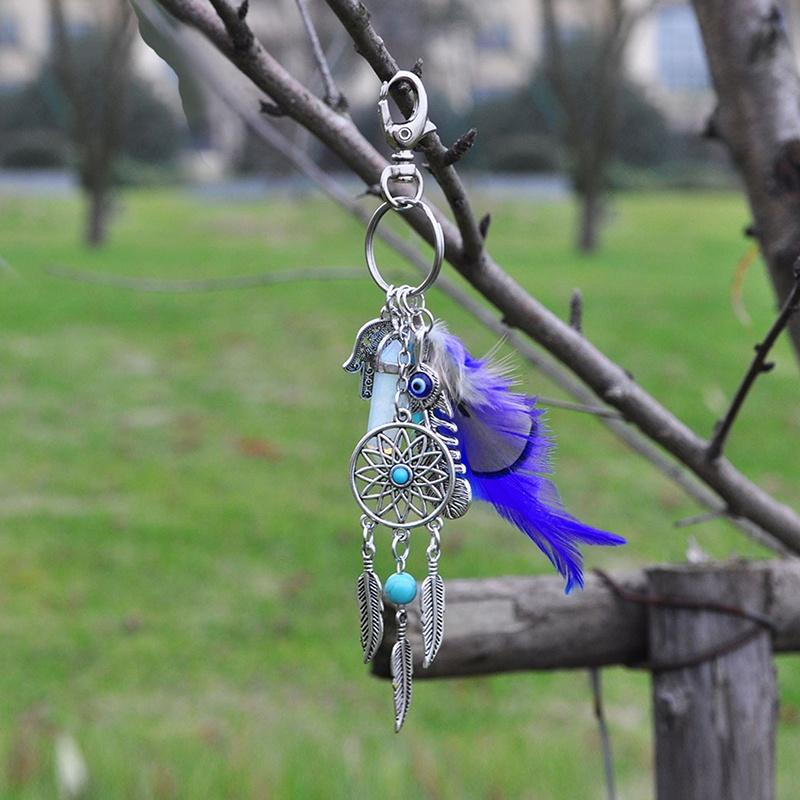 Bohemian Style Key Chains Dreamcatcher Keyring Feather Keychain Car Keychain Pendant