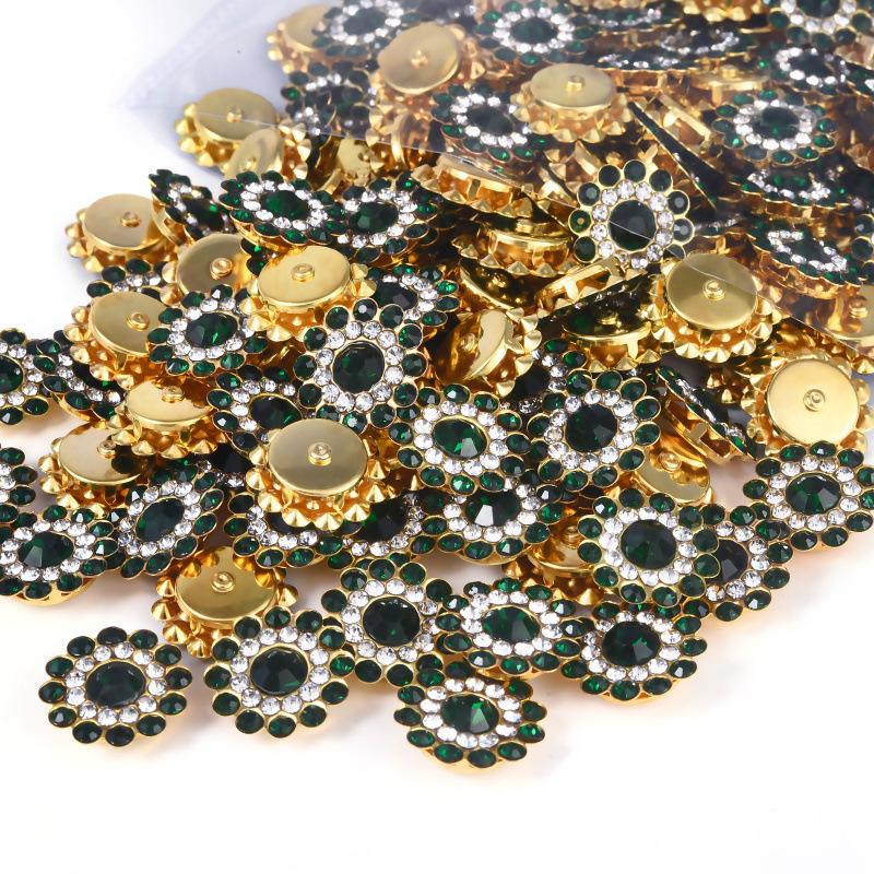Sun Flower Claw Diamond, Glass Flower-Shaped Rhinestone Buckle Hand Seam Diamond, Round Flower Plate Grab Diamond Diy Jewelry Button Decoration