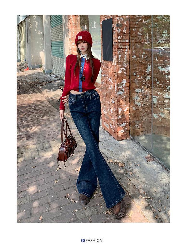 2026 Spring/Autumn American High-Waisted Micro-Flare Jeans for Women - Stretch, Slimming, and Flattering.