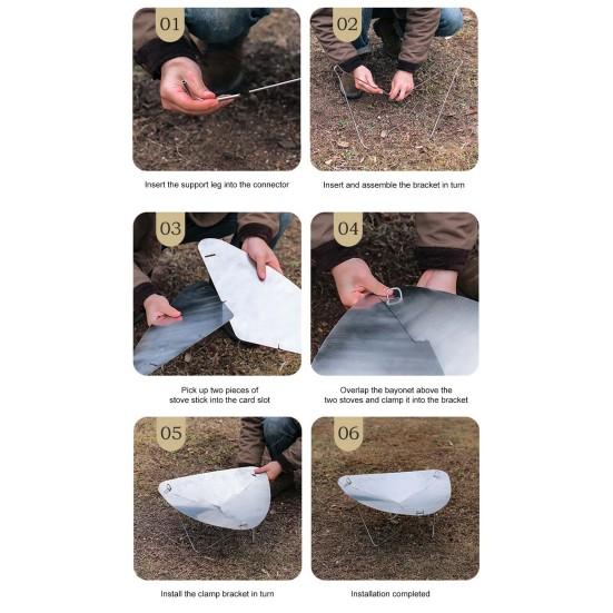 Wood Burning Fire-Pit High Durability Heat-Resistant Not Easily Deformed Detachable Wood Burning Firebowl with Storage Bag Camping Supplies