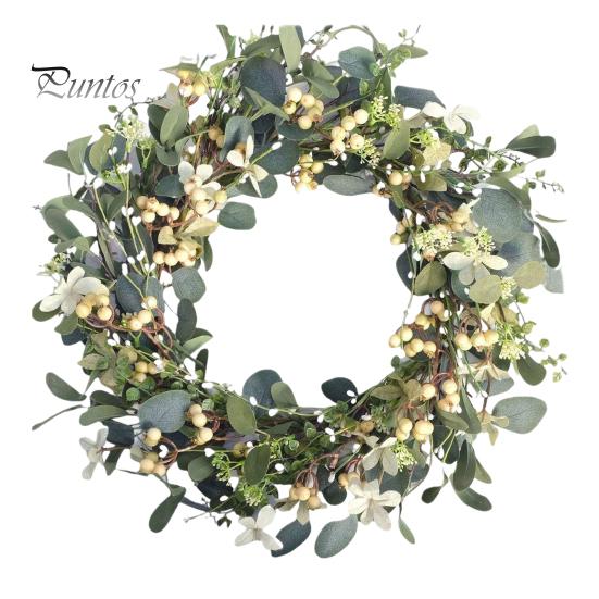

19,7-дюймовый искусственный венок из эвкалипта, венок из искусственной зелени с ягодами, венок из листьев эвкалипта для входной двери, для внутреннего и наружного праздничного декора 50 cm 1pc