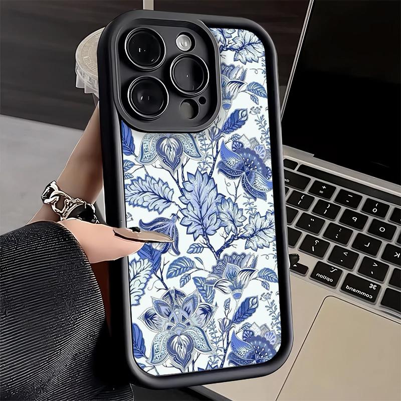 Phone Case for iPhone 17 Air 16E 15 16 Pro Max Blue And White Porcelain Pattern Cover 14 Plus 13 12 Mini Soft Shell Silicone Fun