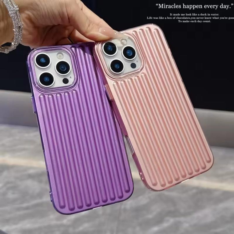 Ribbed Corrugated Suitcase Stripe Soft TPU Phone Case For Apple iPhone 17 Air 16 E 15 14 Plus 13 12 11 Pro Max Solid Color Cover