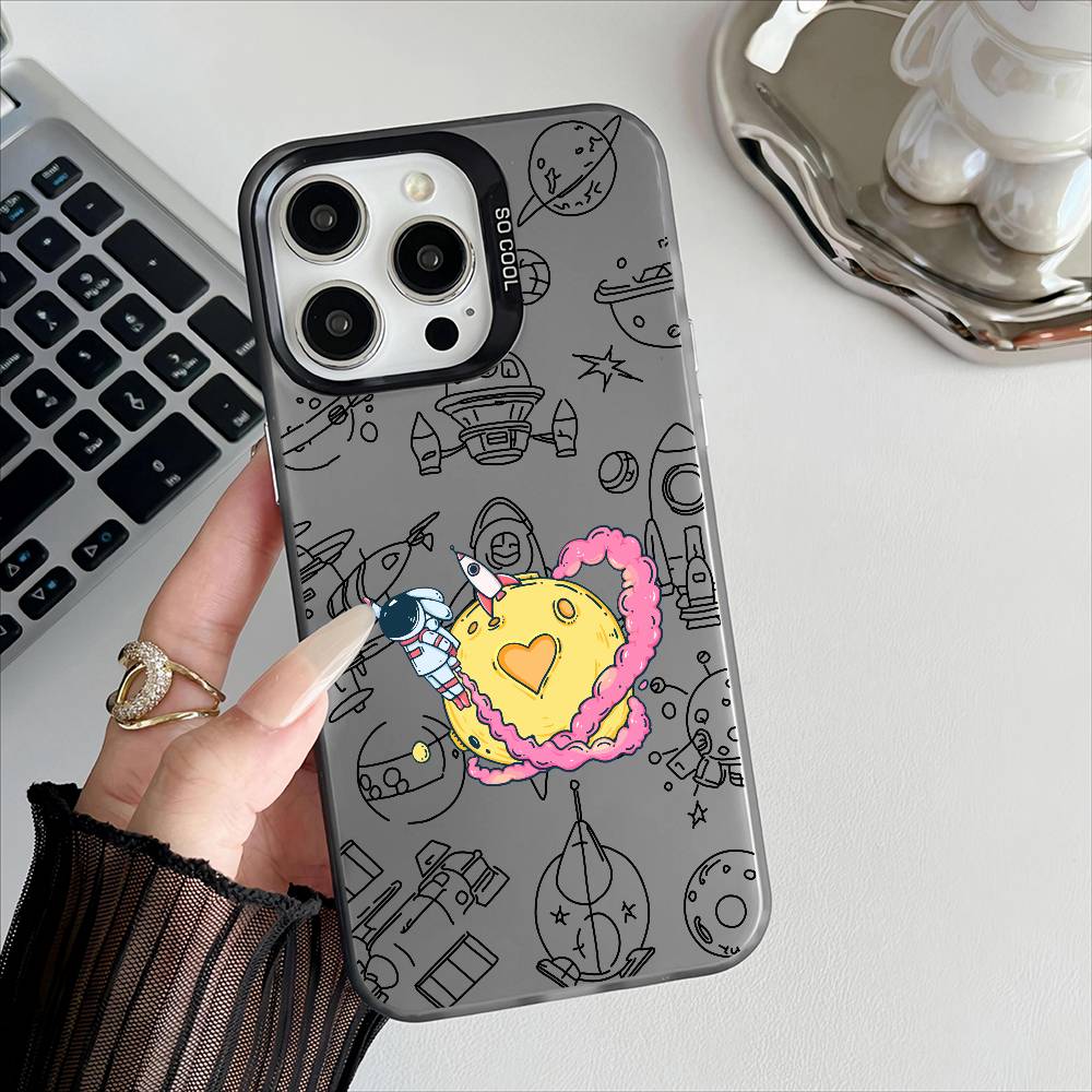 Cool Astronaut Anime Phone Case For Apple 11 12 13 14 15 16Pro Max Plus Protect Plating Phone Cover