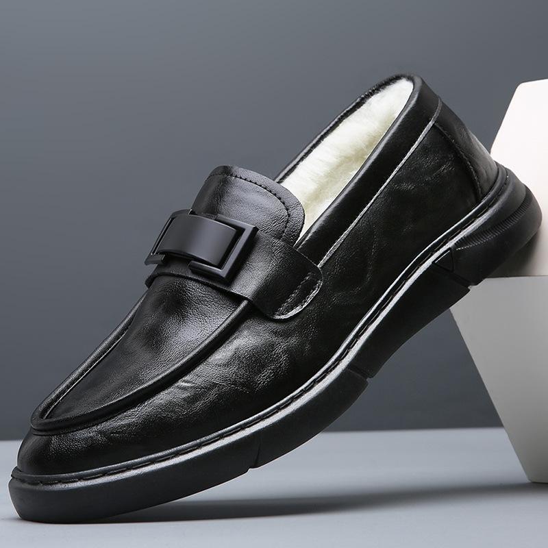

Casual leather shoes business Korean version men s British style youth trend loafers men s shoes driving shoes 44