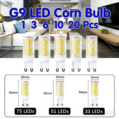 1-20PCS LED Bulb G9 Ceramic 33LEDs-75 LEDs SMD2835 Brightest Lamp AC85-265V Warm/Cool White Spotlight Replace Halogen Light