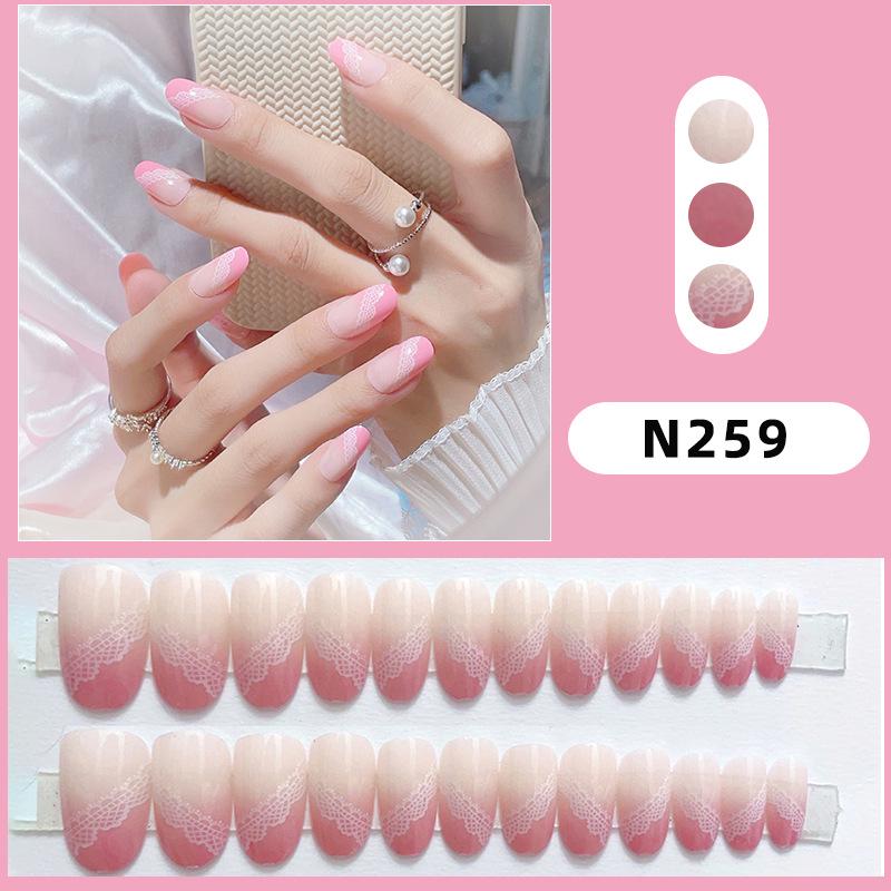 

French Pink & White Gradient Wearable Removable Nails - Trendy European & American Style False Nail Art Stickers