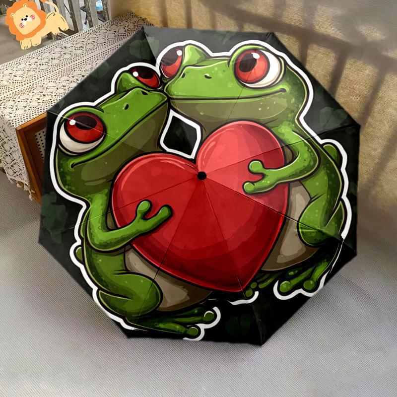 1 PC Automatic Folding Umbrella - Frogs Pattern, Portable & Foldable Design with 8 Ribs, Christmas Birthday Gifts
