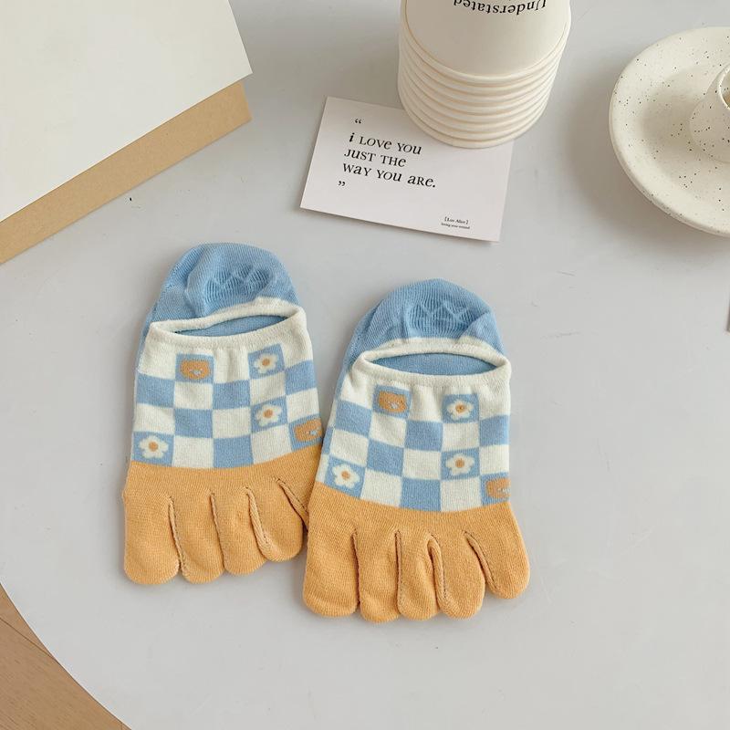 

Пятипалые носки Детские летние тонкие с низкой посадкой невидимые хлопковые носки Милые японские носки с разделением на пальцы Нескользящие женские короткие носки-лодочки one size