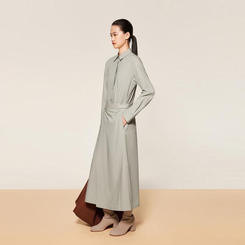 LESS Cotton Blend Casual Long Sleeve Shirt Dress