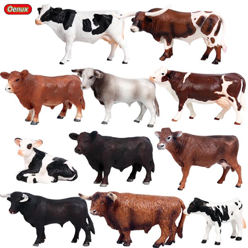 Children's Cognitive Animal Model Toy: Yellow Cow, Buffalo, Rhinoceros, Zebu, Bison, Bull Figurine.