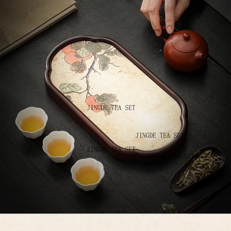 29x15x2.5cm New Household Bamboo Water Absorbing Tea Tray, Chinese Retro Dry Tea Tray