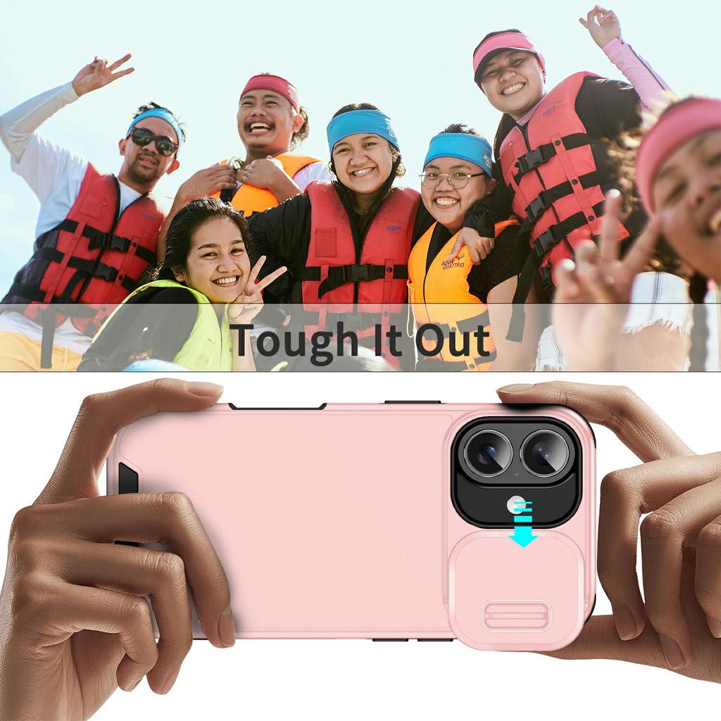 For iPhone 17 Case PC + TPU Shell with Slide Camera Phone Cover