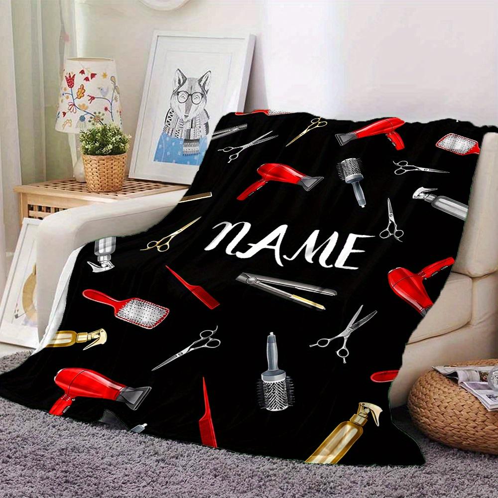 Hair Salon Tools Blanket With Customizable Name Four Seasons Comfortable Shawl Blanket Suitable For Home Travel Camping Office Decoration Perfect Gift