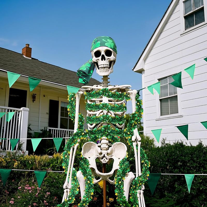 5 Pcs 12 ft Skeleton Accessories St. Patrick's Day Sculptures Giant Skeleton Accessories for Garden Lawn Outdoor St. Patrick's Day Statues Decoration