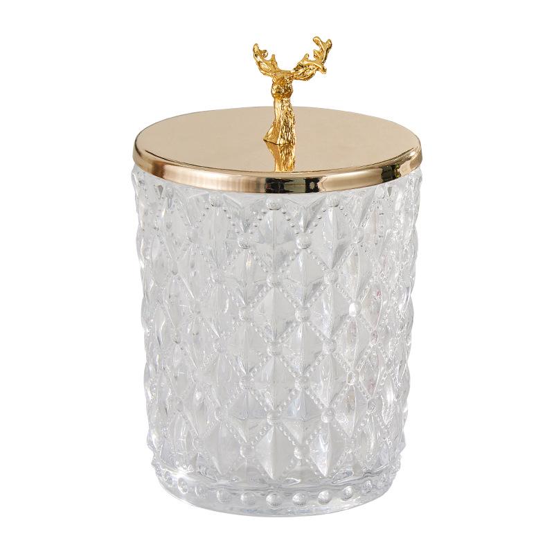 Severský lehký luxusní křišťálový dekorativní bonboniér s motivem hlavy jelena