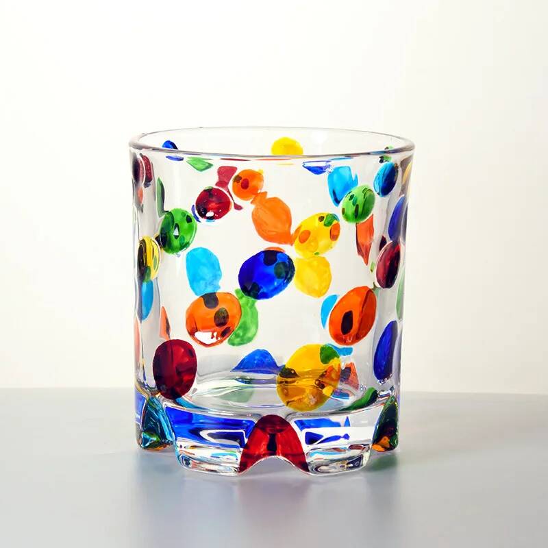 

Colorful Rotating Whiskey Glass Germany Design Crystal Wine Glass Relieve Stress Ripple Brandy Tumbler Whisky Enjoy Cup Beer Mug 250ml