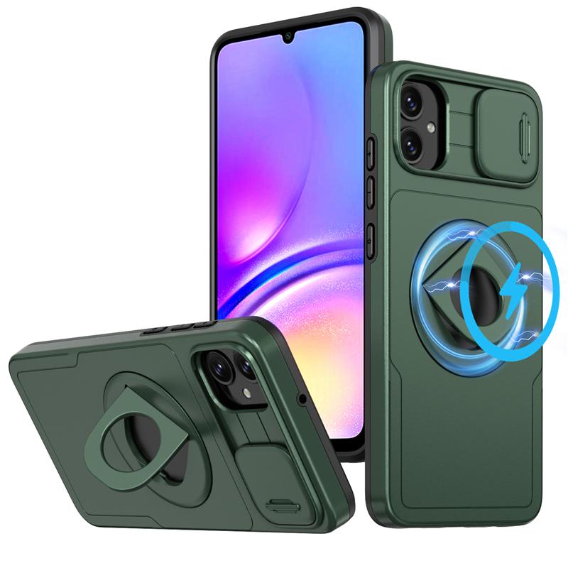 

Чехол с кольцом для камеры со слайд-объективом для Samsung Galaxy A05S A05 A15 A25 A35 A55 A04S A14 A24 A34 A54 A13 4G 5G противоударный защитный чехол-держатель для брони For Samsung Galaxy A14 темно-зеленого