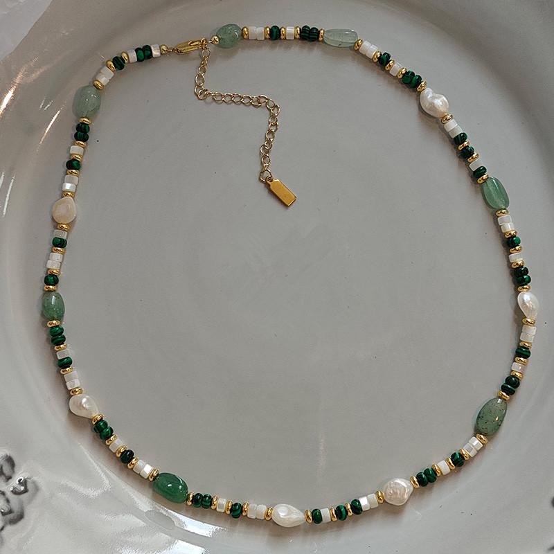 Freshwater Pearl Mixed Color Natural Stone Bracelet Summer Dopamine Necklace Temperament Shoushan Stone Agate Collarbone Chain