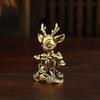 Brass Deer Ornament Hand Polished Tea Pet Statue Cute Animal Decor for Living Room Desk Home Decor
