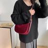 Zipper Solid Flannelette Single Women's Shoulder Bag Simple Retro Commuting Crossbody Bags 2026 New Style Suede Dumpling Bag