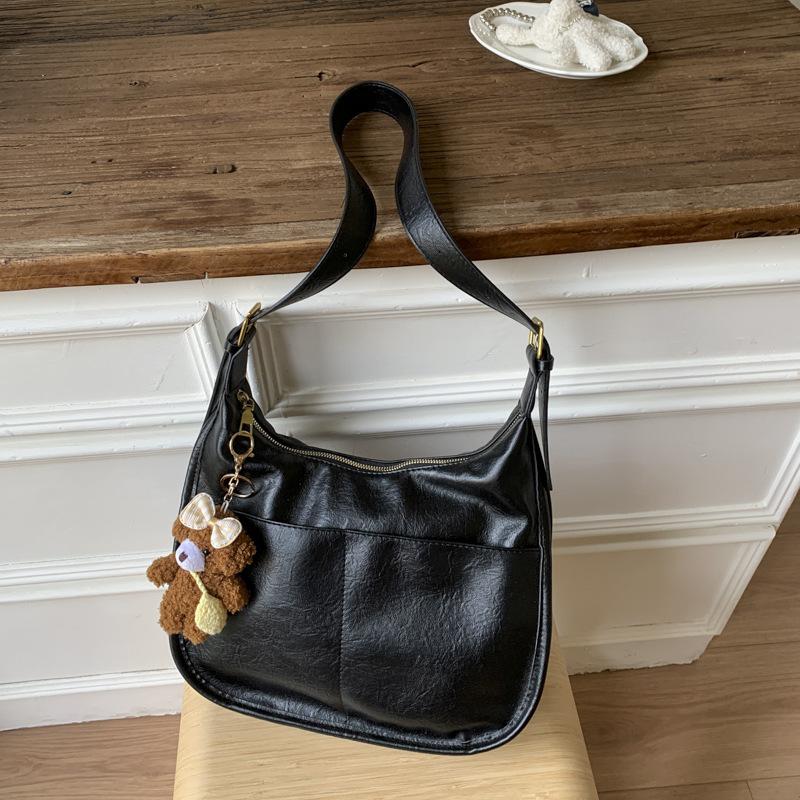 Ретро сумка с мягкой передней частью большой вместимости Модная и стильная сумка для поездок на работу Сумка-тоут большой вместимости и стильная чёрный