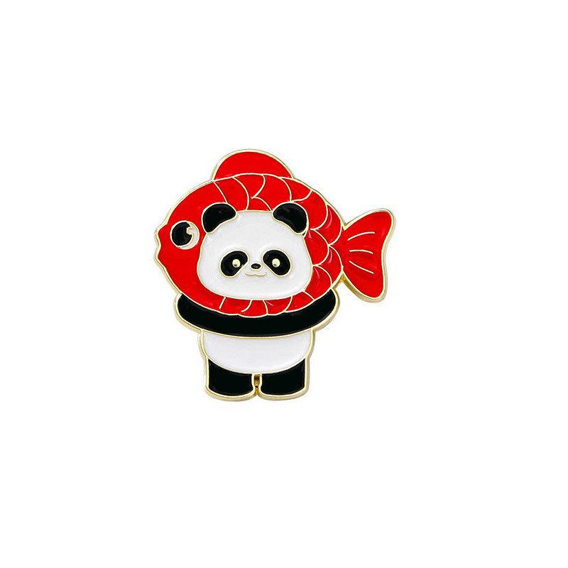 Zinc Alloy Enamel Dropping Brooch, Cute Cartoon Lucky Panda Snake Pattern 2025 Year of the Snake, New Year Festival Decorative Lapel Pin Badge