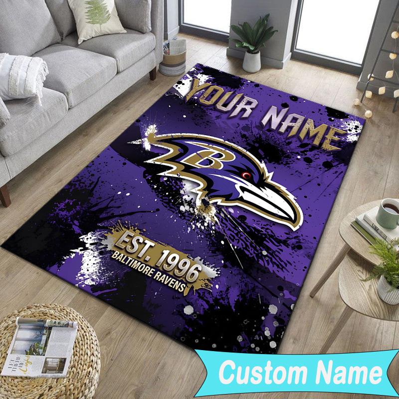 Custom NameRavens Team Spirit Carpet, Indoor Rug, Chair Rug, Living Rooms, Doormat Made From Polyester Home Decor Birthday Christmas Gifts