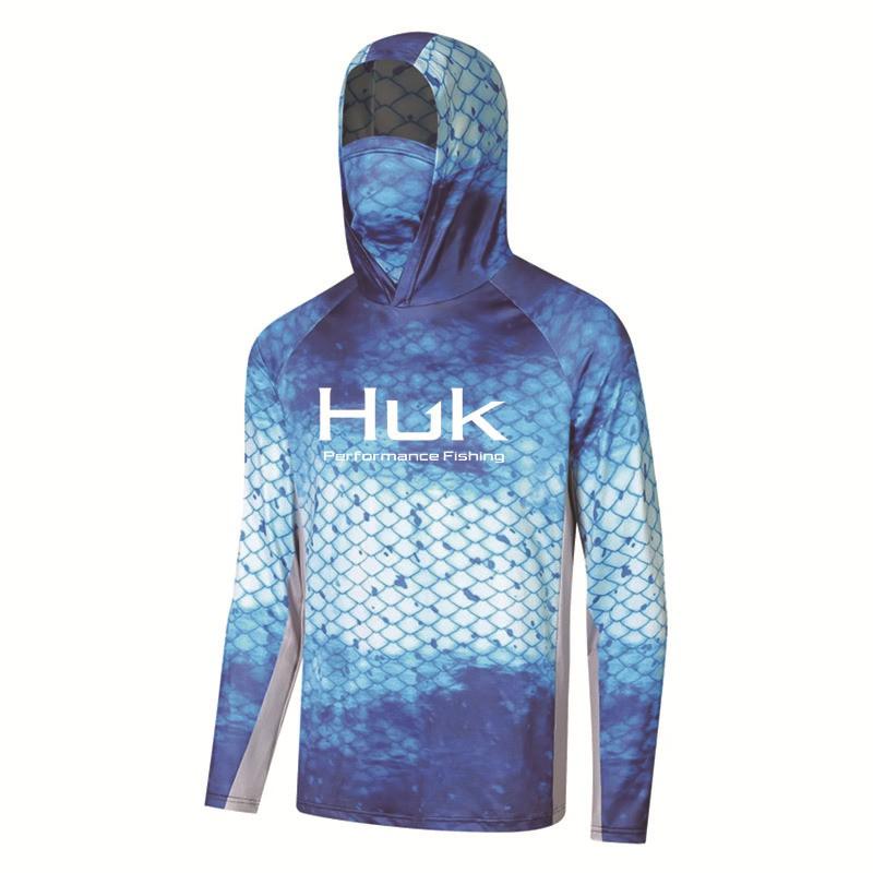 HUK Camo Fishing Jacket Men - Quick-Dry Milk Silk Hooded Sun Insect Protection Outdoor Angling Apparel