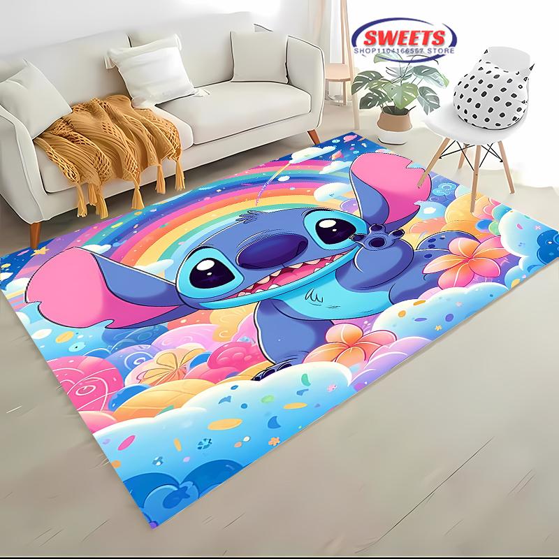 NO.5 Disney Lilo & Stitch Theme Carpet! Bedroom Living Room Bed Mat, Non-slip Exquisite Home Decor, Durable Machine Washable Rug
